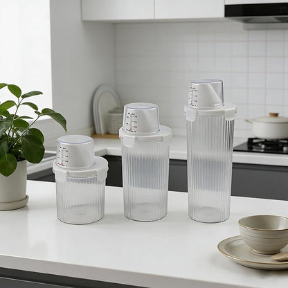 Cereal And Rice Storage Container With Airtight Lid, Pour Spout, And Measuring Cup For Dry Food, Grains Flour Sugar Snacks Pet Food (Small)