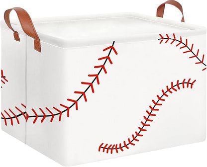 CLOCOR Rectangular Storage Basket Empty,Gift Basket,Waterproof Storage Bin with Handles,Room Decor(Baseball Stitching)