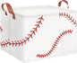 CLOCOR Rectangular Storage Basket Empty,Gift Basket,Waterproof Storage Bin with Handles,Room Decor(Baseball Stitching)
