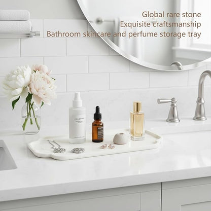 Marmor Marble Perfume Tray Bathroom Tray for Decorative,Candles,Jewelry Stone Vanity Tray,Kitchen Counter Decor and Home Decorative Tray(Calacatta Marble) Jewelry Tray Unique Festival Gifts