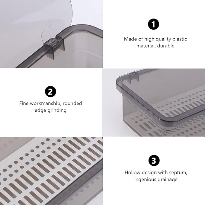 MAGICLULU Plastic Chopsticks Drain Storage Box - Kitchen Utensil Organizer with Lid, Tableware Container for Silverware, Cutlery