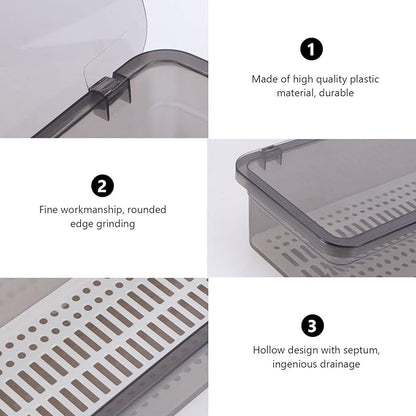 MAGICLULU Plastic Chopsticks Drain Storage Box - Kitchen Utensil Organizer with Lid, Tableware Container for Silverware, Cutlery