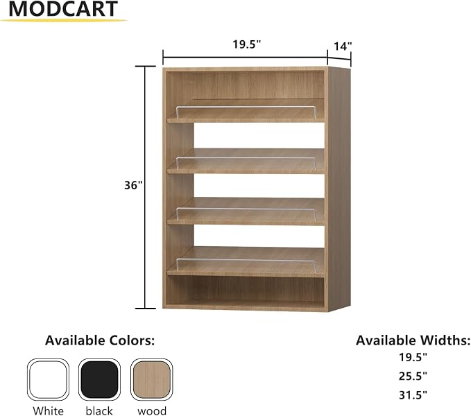 Shoe Shelf Short Tower Closet Unit, Modular Closet System, Wood Closet System Organizer with Storage for Walk In Closets, Clothing Rack for Hanging Clothes, Bedroom, Wood, 19.5"W