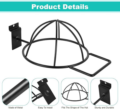 6 Pcs Slat Wall Hat Display Rack, Slat Wall Hat Racks for Vendors, Slatwall Hat Display for Baseball Hats Beanies Wigs Organization, Home, Retail Store