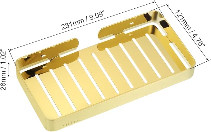 uxcell Soap Dish Holder, 304 Stainless Steel Soap Bar, Wall Mounted Soap Tray with Installation Kits, Soap Saver for Shower Wall Kitchen Counter (Gold)