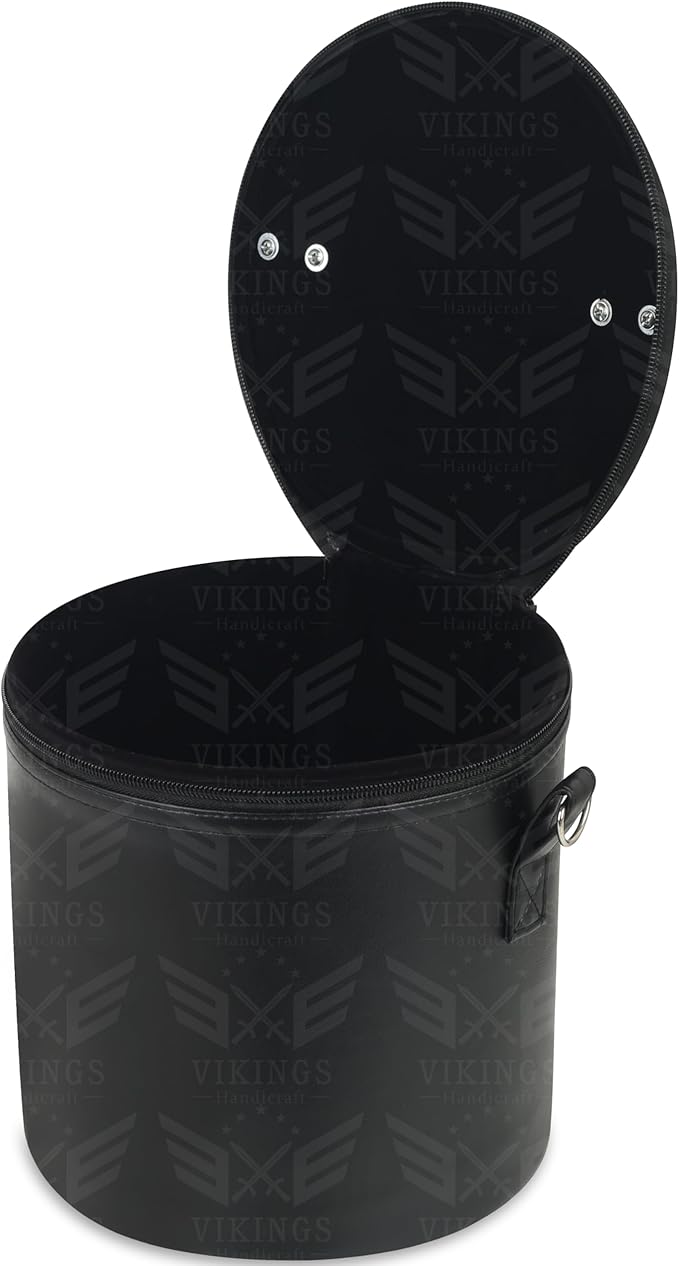 Freemason Black Fez Case – Durable Faux Leather Plain Cap/Hat Carrier with Hanging Shoulder Strap & Soft Velvet Lining for Masonic Regalia