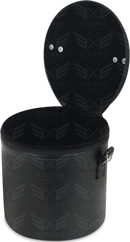 Freemason Black Fez Case – Durable Faux Leather Plain Cap/Hat Carrier with Hanging Shoulder Strap & Soft Velvet Lining for Masonic Regalia