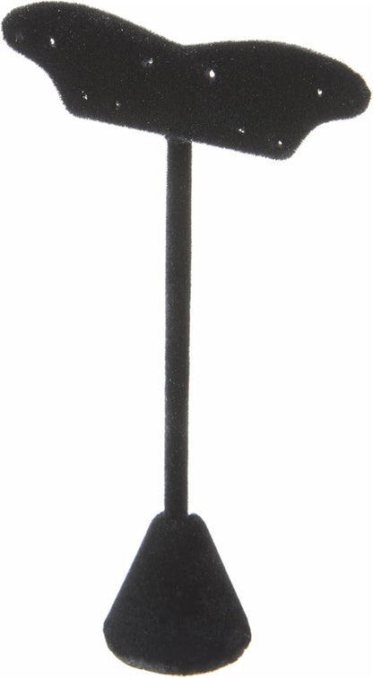 Plymor Black Velvet Fish Tail Style, Five Pair Earring Display Stand, 3.125" W x 1.25" D x 5.5" H