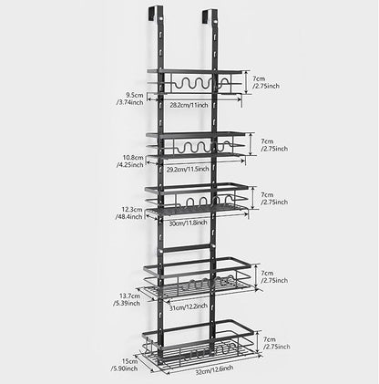 Tnfeeon Door Storage Organizer Metal Baskets No Drill Hanging Rack for Kitchen Bathroom Pantry Space Saving for and Towel Storage