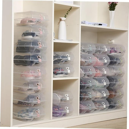 SOLUSTRE Thickened Flip Shoe Box Shoe Cube Organizer Lids Large Storage Box for Sneakers Plastic for Men Women