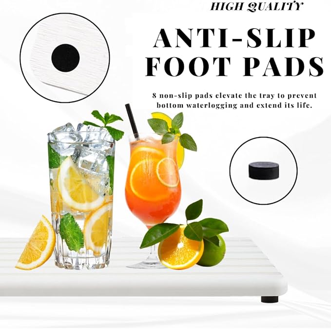 3PCS Water Absorbing Stone Tray, Premium Diatomite Soap Holder & Coaster Mats for Bathroom and Kitchen Sink, Fast Dry Sink Organizer for Countertop with Non-Slip Base, 8.3 x 4 & 4 x 4 Inches, White