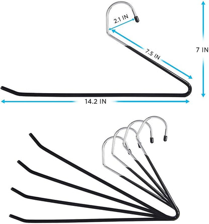 IPOW 24 Pack Heavy Duty Metal Pants Hangers, Jean Hangers for Closet, Open Ended Clothes Hanger for Pant Slack Trouser Scarf, Space Saving, Non Slip