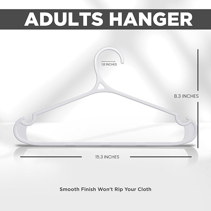 Utopia Home Clothes Hangers - Standard Plastic Hangers Space Saving - Durable Coat Hangers 20 Pack (White)