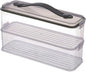 Pasta Container with Handle Food Storage Box Airtight Spaghetti Keeper Rectangular Canister, Double Layer