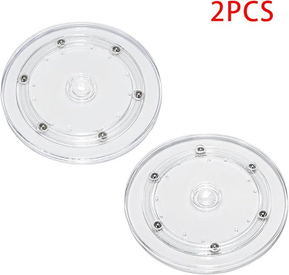 2 Pcs Clear 6 inch Acrylic Lazy Susan Rotating Turntable Organizer Bearings - Round Swivel Plate for Spice Rack, Table, Cake, Kitchen Pantry
