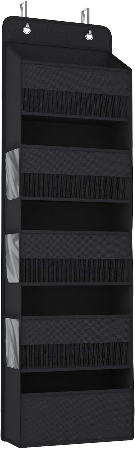 Kaitiemoo 1 Pack 5-Tier Over the Door Organizer, Heavy-Duty Large Deep Pocket Hanging With 5 Large Front & 6 Side Pockets With for Pantry, Kitchen, Bathroom, Dorm, Black