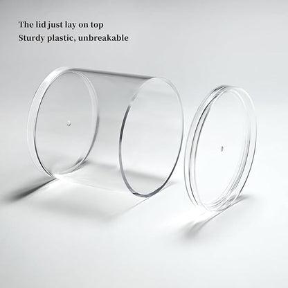 Stackable Clear Plastic Container 4pack - Round Vanity Storage Organizers with Lids for Hair Accessories & Beauty Supplies & Bathroom Container Set
