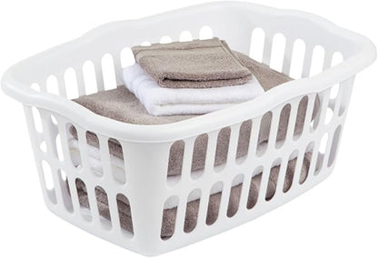 Sterilite 24-Pack Rectangular Laundry Basket, Plastic Clothes Hamper, 1.5 Bushel, White - Dirty Clothing Storage Organizer with Handles for Bedroom, Bathroom, and Closet