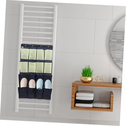 Alipis Over the Door Shoe Organizer Bag Oxford Hanging Storage Pouch for Bedroom Bathroom Kitchen Space Saving Hanging Shoe Organizer for Closet Wall in Blue and Yellow