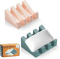 2 Pack Self Draining Silicone Soap Dish for Shower & Kitchen - Non-Slip Waterfall Bar Soap Holder Tray, Soap Saver Keeps Soap Dry, Easy to Clean & Hygienic (Pink-Green)