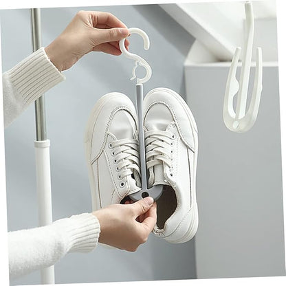 Happyyami 10pcs Double Hook Shoe Hanging Hooks Shoes Drying Rack for Door Storage Organizer Space-Saving Easy to Install Suitable for Laundry Room