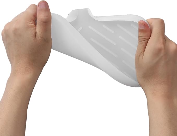 MicoYang Silicone Bathroom Soap Dishes with Drain Spout-Bathroom and Kitchen Sink Organizer,Sponge Holder,Dish Soap Tray,Perfect for Dispenser,Scrubber,Bottle,Cup on Counter Translucent 9.6"×5.3"