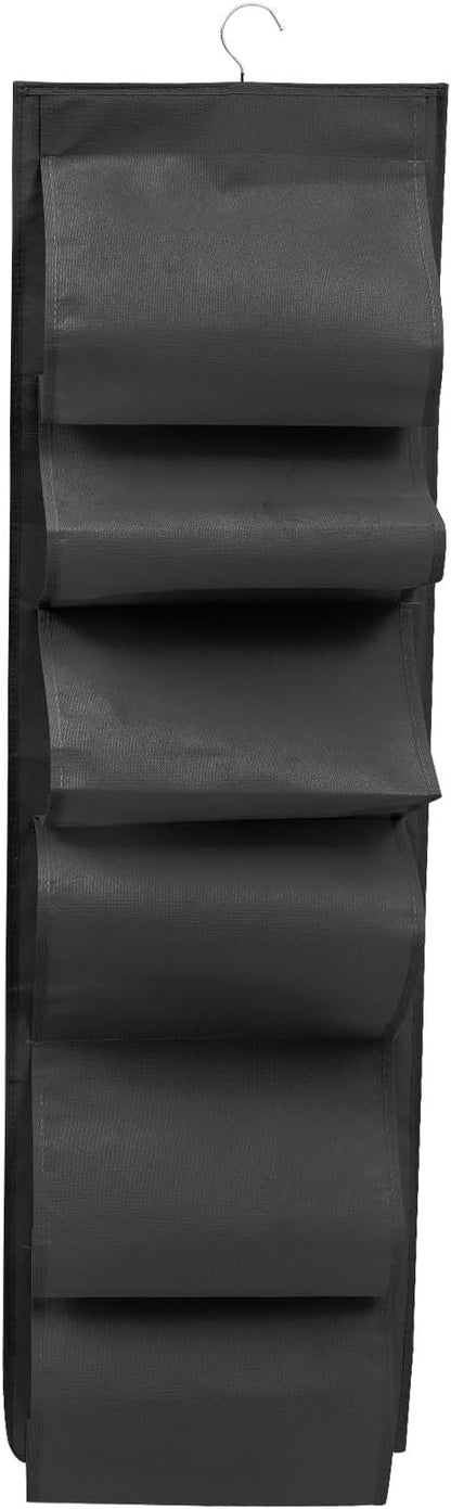 Large Capacity Hanging Shoe Organizer Bag, Black Portable Foldable Multi-grid Storage Pouch for Dormitory Door, Domestic Hanging Shoes Pocket for Home Closet