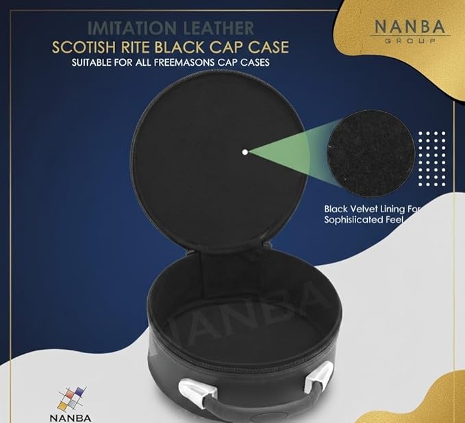 Freemason Masonic Cap Case – Premium Imitation Leather, Portable Fez Storage & Display Box - Machine Embroidery (31st Degree Scottish Rite)
