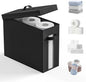NAMTSO Bathroom Toilet Paper Storage with Lid - for Up to 12 Rolls | Storage Bins with Lids for Towel or Yarn | Free Standing | Foldable | Moisture Resistant | Clear Plastic Window | Black | 1 Pack