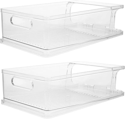 Cabilock 2pcs Plastic Can Dispensers for Refrigerator Auto Beverage Organizers Efficient Drink Holders Space-Saving Design for Soda and Water Bottles Storage
