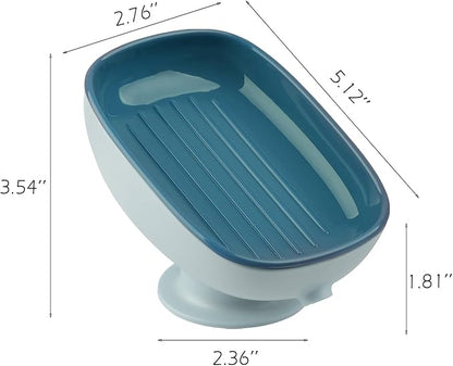 Soap Holder Self Draining for Sink Soap Holder Suction Cup Bar Soap Holder for Kitchen Bathtub - Blue