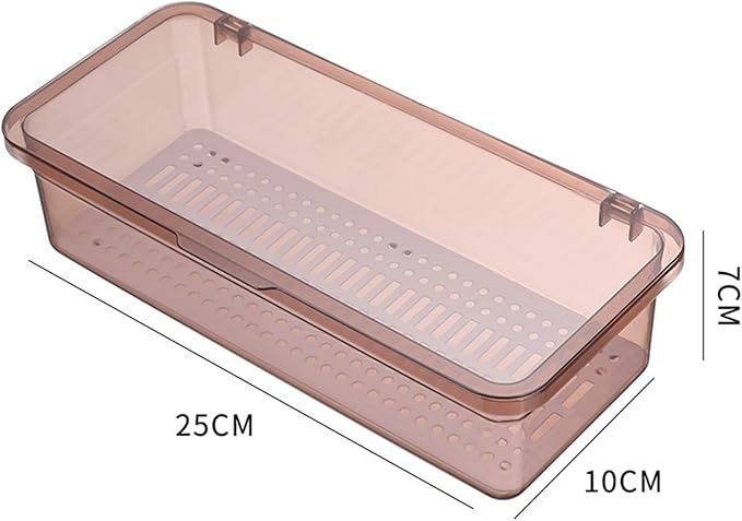 2PCS Silverware Organizer with Lid, Silverware Tray with Drainer Kitchen Cutlery Tray and Utensil Storage Container to Keeps Your Cutlery Organized (Pinkish)