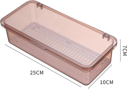 2PCS Silverware Organizer with Lid, Silverware Tray with Drainer Kitchen Cutlery Tray and Utensil Storage Container to Keeps Your Cutlery Organized (Pinkish)