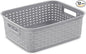 Sterilite Short Plastic Weave Storage Basket, Bin Organization for Countertops, Tabletops and Shelves for Crafts, Jewelry, Gray, 12-Pack