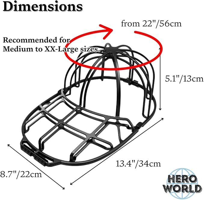 Cap Washer Cage Baseball Cap Shape Protector Hat Washer with Mesh Laundry Bag for Washing Machine Dishwasher Safe 1 Pack (1)