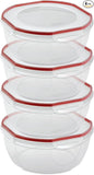 Sterilite Ultra-Seal 8.1 Qt Bowl, Large Airtight Food Storage Container, Latching Lid, Microwave and Dishwasher Safe, Clear With Red Gasket, 4-Pack