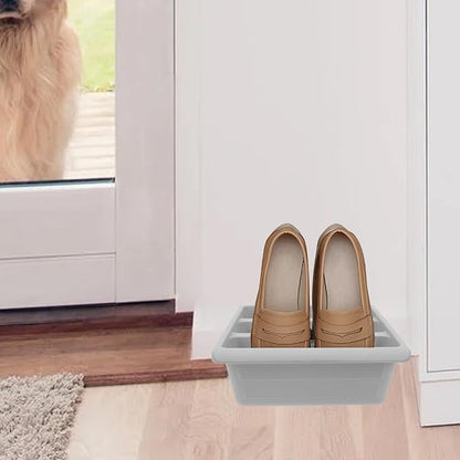 BESPORTBLE Space-Saving Vertical Shoe Storage Box Grey Plastic Stackable Shoe Organizer Container for Home Closet Organization