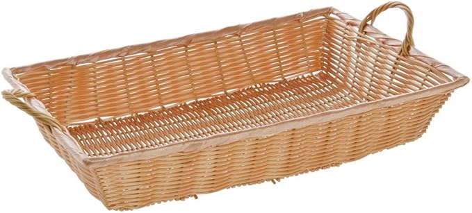 HUBERT Natural Color Wicker Basket Rectangular With Handles - 18"L x 12"W x 3 1/2"H