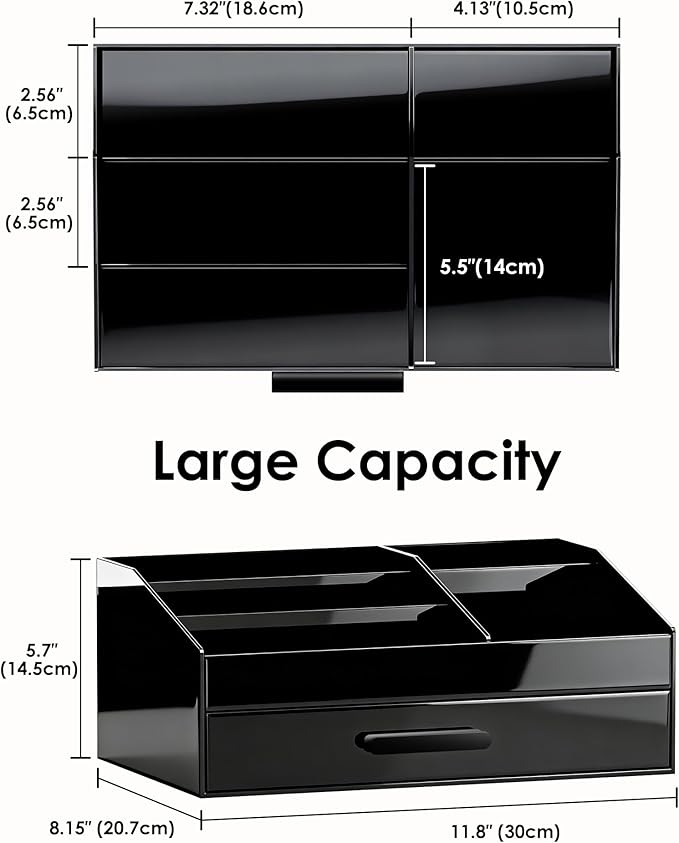 ProCase Cologne Organizer with Drawer, Acrylic Perfume Holder & Bathroom Countertop Organizer for Men & Women, Dresser Vanity Storage for Cologne, Perfume and Skincare -1 Layer