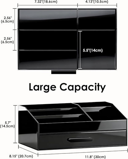 ProCase Cologne Organizer with Drawer, Acrylic Perfume Holder & Bathroom Countertop Organizer for Men & Women, Dresser Vanity Storage for Cologne, Perfume and Skincare -1 Layer