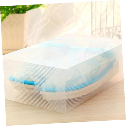 SHINEOFI 6pcs White Flip-top Shoe Storage Boxes 33x20x12cm Large Dustproof Plastic Shoe Organizers for Home Closet Space-saving Stackable Containers
