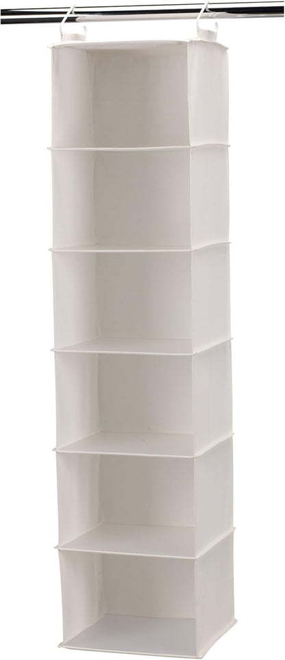 Household Essentials 311312 Hanging Closet Organizer | 6-Shelves | Natural Canvas