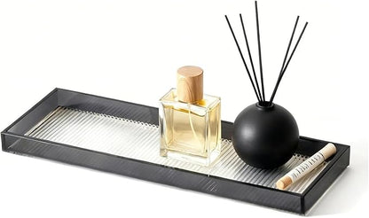 13.4"x4.3"Black Bathroom Trays for Counter,Long Narrow Tray countertop,Small Acrylic Trays for Vanity Makeup Storage,Coffee Table Organizer,Kitchen Tray,Decorative Perfume Tray for Dresser