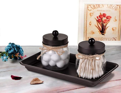 Vintage Farmhouse Decor Metal Vanity Tray (4 Pack), Countertop Guest Hand Towel Paper Storage Organizer Tray Dispenser, Sturdy Holder for Perfume,Cosmetics, Jewelry, Makeup Bathroom Organizer (Bronze)