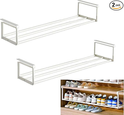 Hanging Shoe Organizer for Shoe Cabinet, Expandable Shoe Rack 15.7“-27.5“, Under Shelf Storage for Closet, Retractable Space Saving Rack for Pantry Laundry Room (2 Pack)
