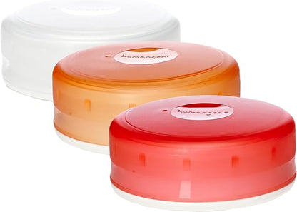 humangear GoTubb – Storage Containers for Snacks, Small Essentials and Travel Gear, Made from Food-Safe Materials, Clear/Orange/Red, Medium (3-pack)