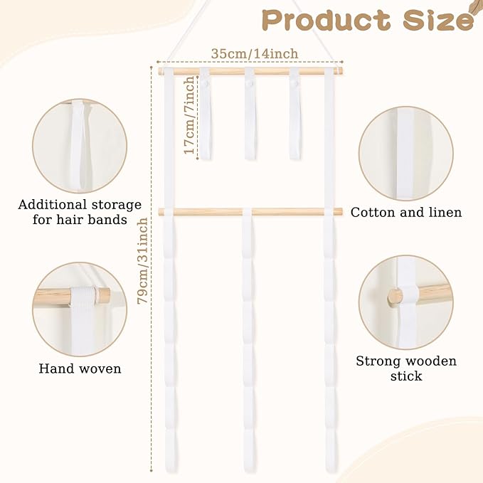 Headband Holder Hair Bow Organizer for Women,Elastic Bow Holder Hair Accessories Organizer Storage Large Capacity Wall Hanging Scrunchies Holder for Girls Bedroom Decor