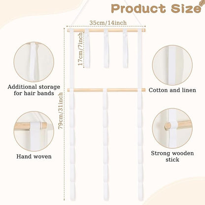 Headband Holder Hair Bow Organizer for Women,Elastic Bow Holder Hair Accessories Organizer Storage Large Capacity Wall Hanging Scrunchies Holder for Girls Bedroom Decor
