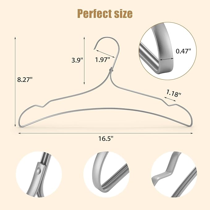 VWV 10 Pack Aluminum Hangers - 15 Inch Silver Suit & Dress Hangers - Heavy Duty, Wedding Ready
