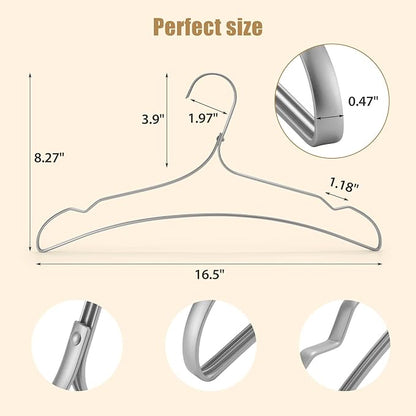 VWV 10 Pack Aluminum Hangers - 15 Inch Silver Suit & Dress Hangers - Heavy Duty, Wedding Ready